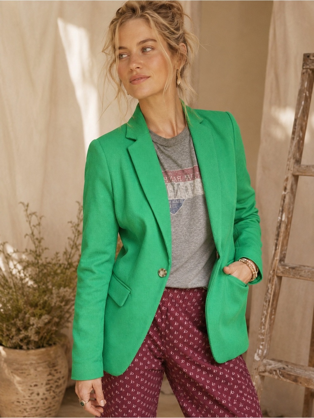 Jules & Leopold Studio Green Textured Blazer Size SP